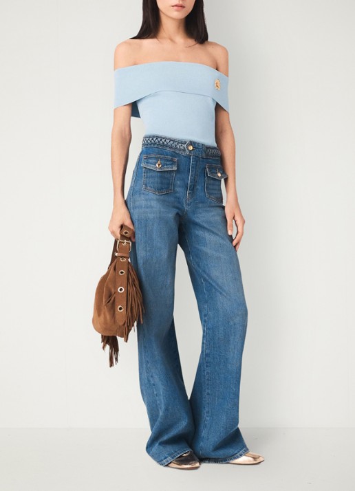 Maje Pantivick loose fit jeans met medium wassing - voorkant 2 donkerblauw