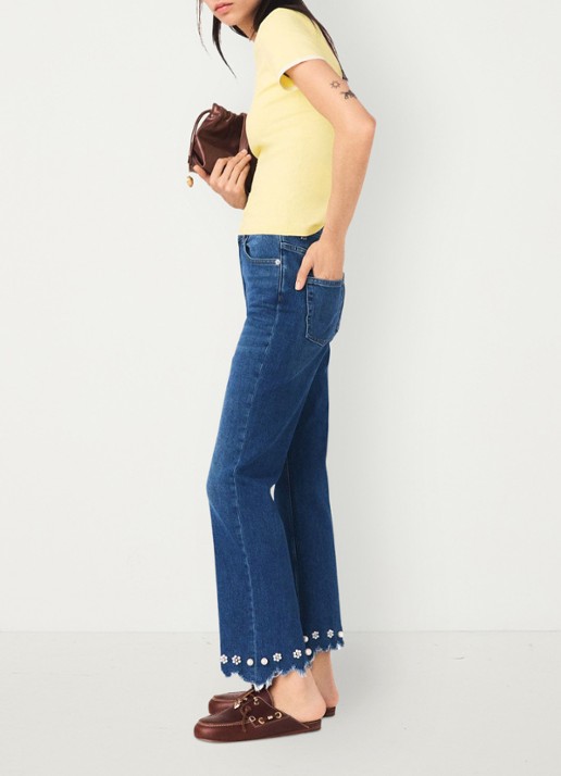 Maje Passionpearl straight fit jeans met kralendecoratie - detail 3 donkerblauw
