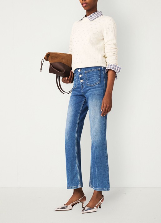 Maje Passiony flared jeans met opgestikte zakken - voorkant 6 indigo