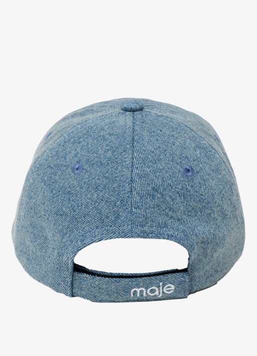 Maje Pet van denim met borduring - achterkant 6 donkerblauw