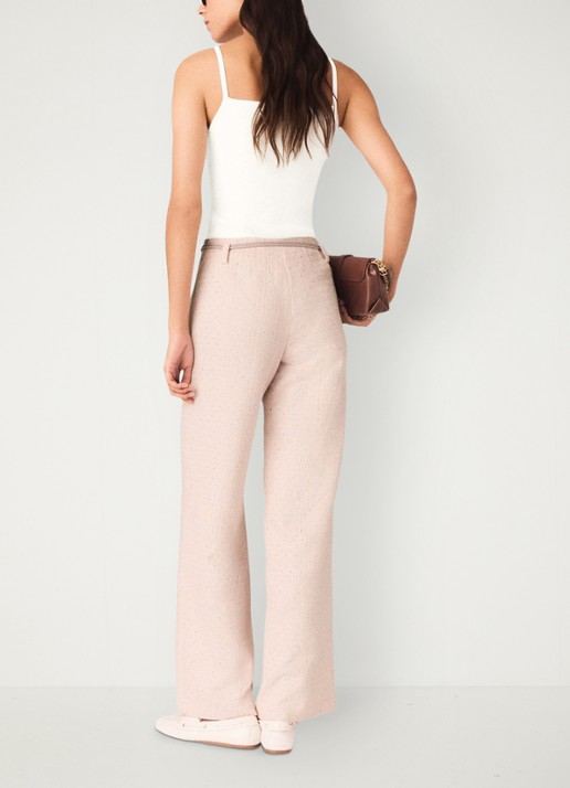 Maje Pillona loose fit broek met strass en opgestikte zakken - achterkant lichtroze