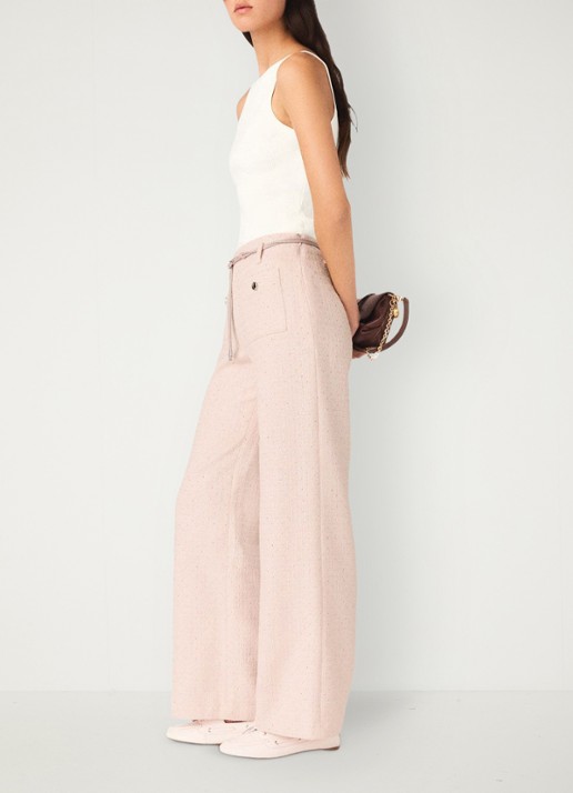 Maje Pillona loose fit broek met strass en opgestikte zakken - detail 2 lichtroze