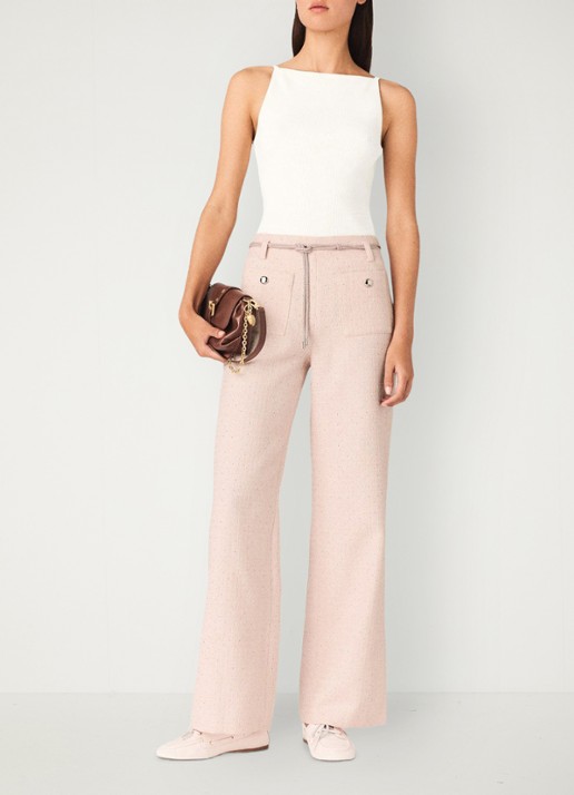 Maje Pillona loose fit broek met strass en opgestikte zakken - voorkant 6 lichtroze