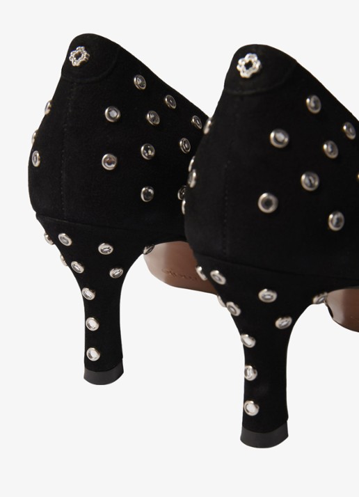 Maje Pump van geitenleer met studs - detail 6 jeans