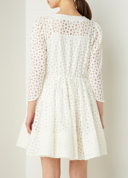 Maje Raline mini jurk met broderie  - achterkant 4 gebroken wit