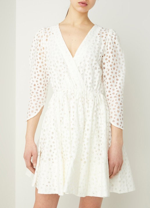 Maje Raline mini jurk met broderie  - detail 3 gebroken wit