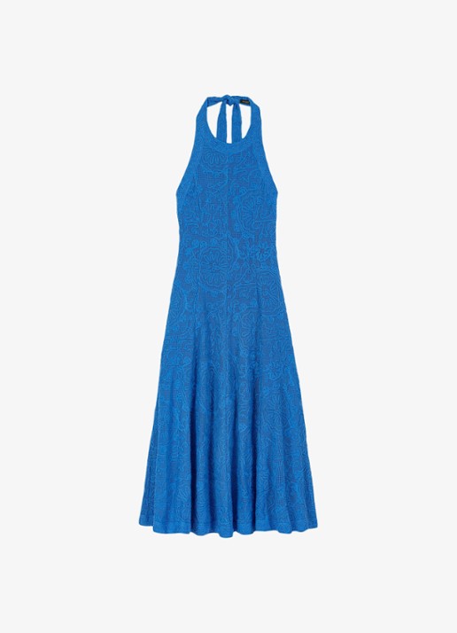 Maje Raros midi jurk met borduring - voorkant 6 donkerblauw
