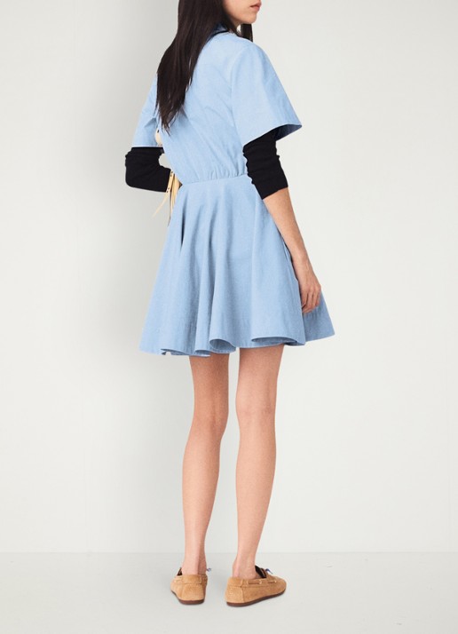 Maje Reblo mini tuniekjurk met plooien - achterkant 6 blauw