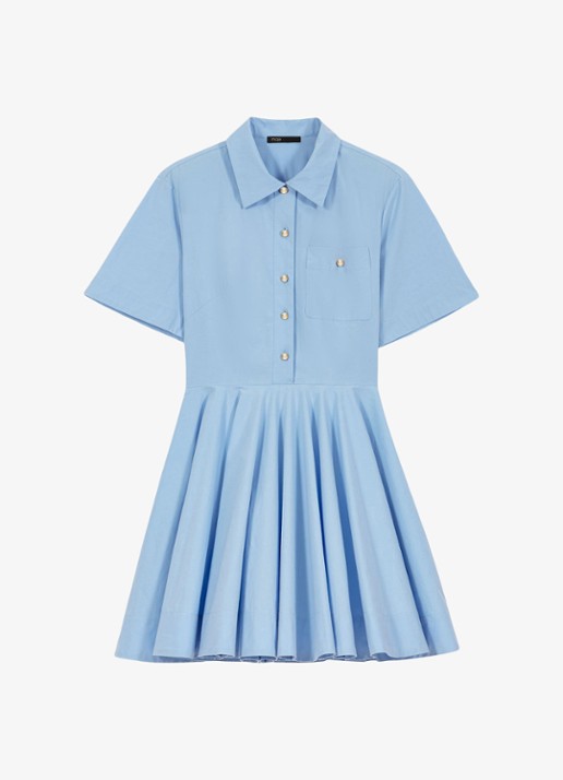 Maje Reblo mini tuniekjurk met plooien - voorkant 4 blauw