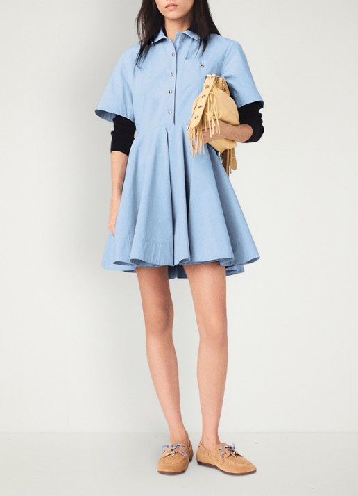 Maje Reblo mini tuniekjurk met plooien - voorkant 5 blauw