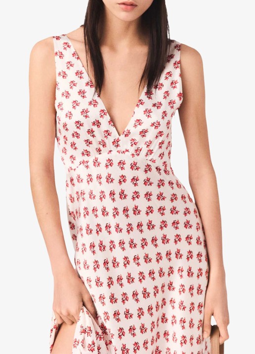Maje Renisity midi jurk met print  - detail 6 rood