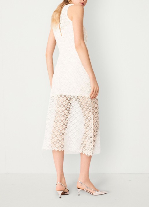Maje Resilla midi jurk met broderie - achterkant 7 wit