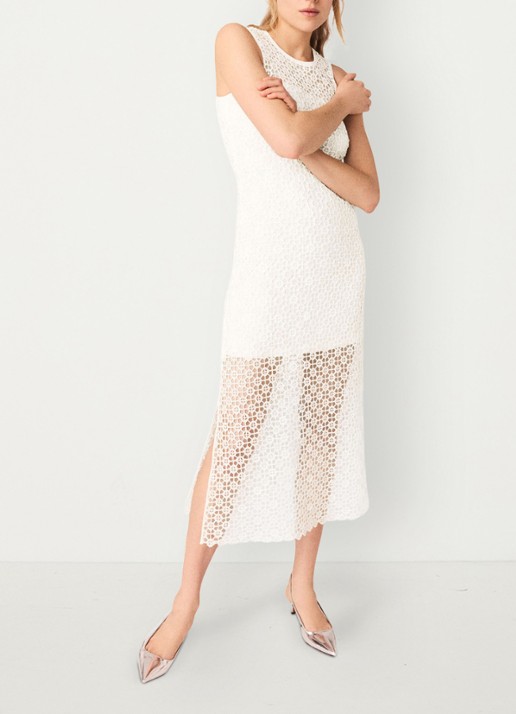 Maje Resilla midi jurk met broderie - detail 3 wit