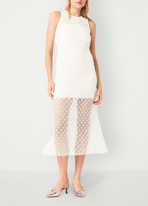 Maje Resilla midi jurk met broderie - voorkant 6 wit
