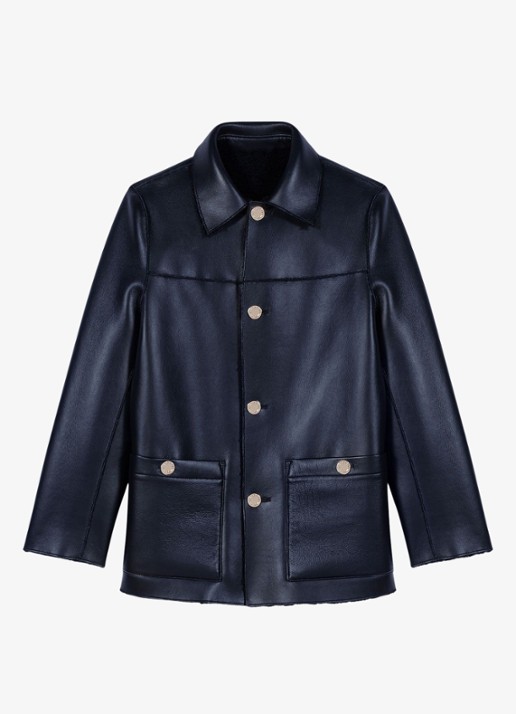 Maje Reversible jack met opgestikte zakken - voorkant donkerblauw