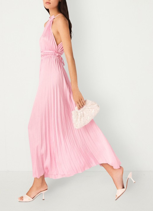 Maje Revilly midi jurk met plooien  - detail 5 roze
