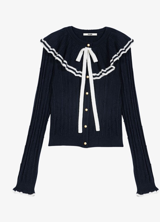 Maje Ribgebreid vest in wolblend