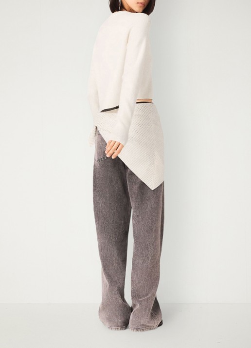 Maje Ribgebreid vest van wol - achterkant beige