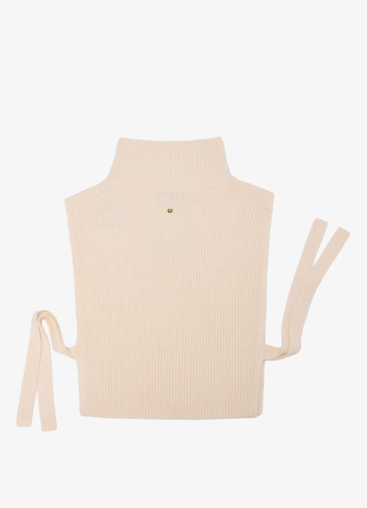 Maje Ribgebreide top in kasjmierblend met col - detail 5 beige