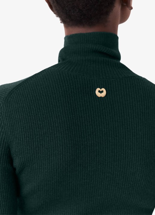 Maje Ribgebreide trui met col - detail 4 zeegroen