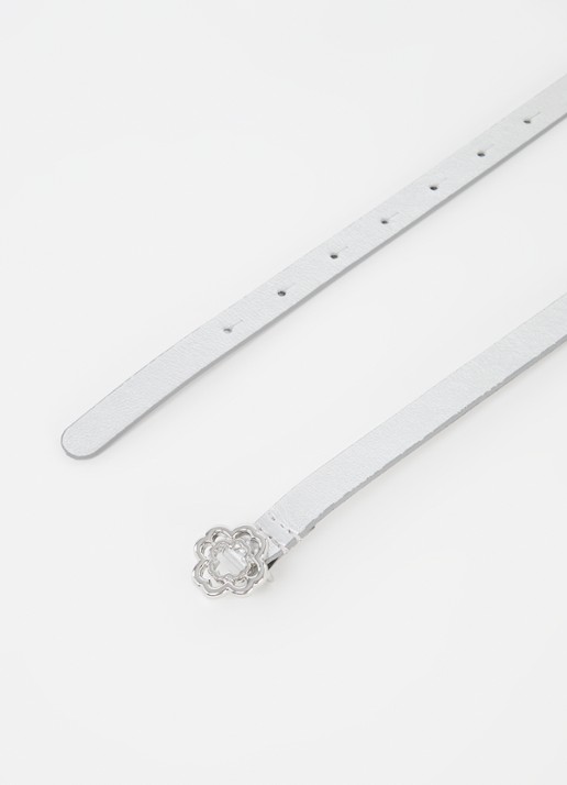 Maje Riem van kalfsleer met metallic finish - detail 2 zilver