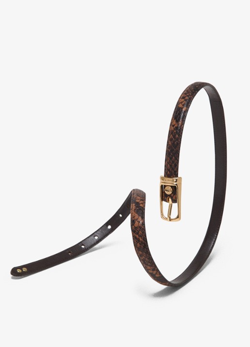 Maje Riem van koeienleer met slangenprint - detail 4 bruin