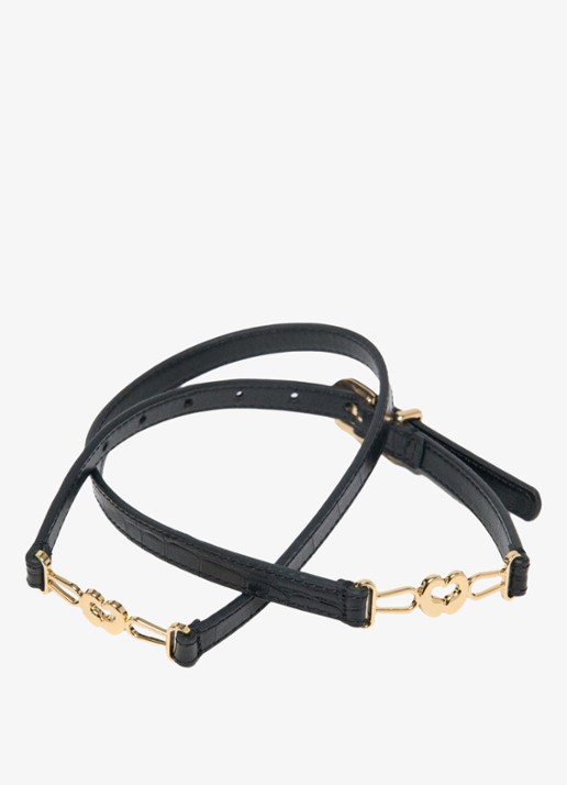 Maje Riem van leer met croco structuur - detail zwart