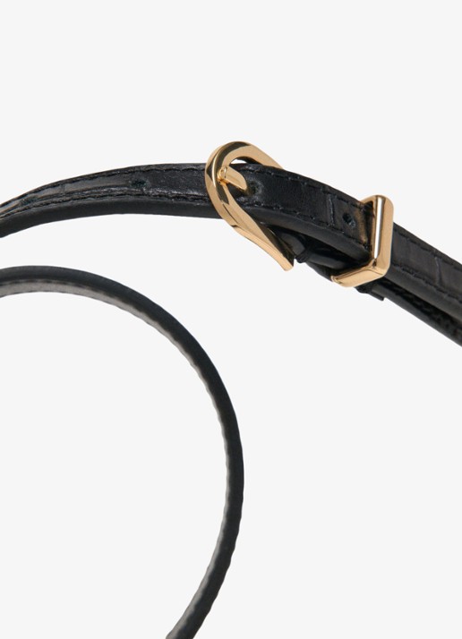Maje Riem van leer met croco structuur - detail 3 zwart