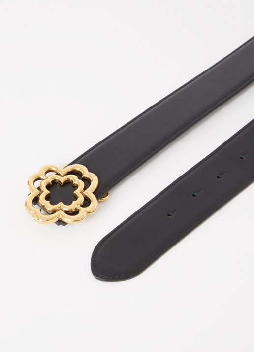 Maje Riem van leer met logo - detail 2 zwart