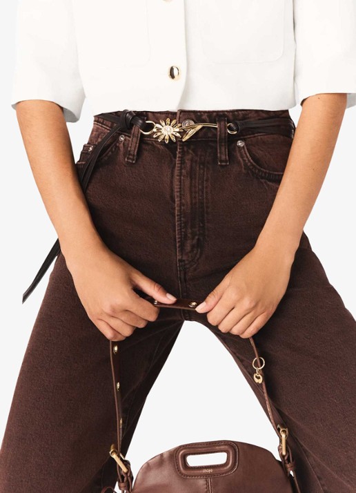 Maje Riem van leer met strass - voorkant 2 jeans