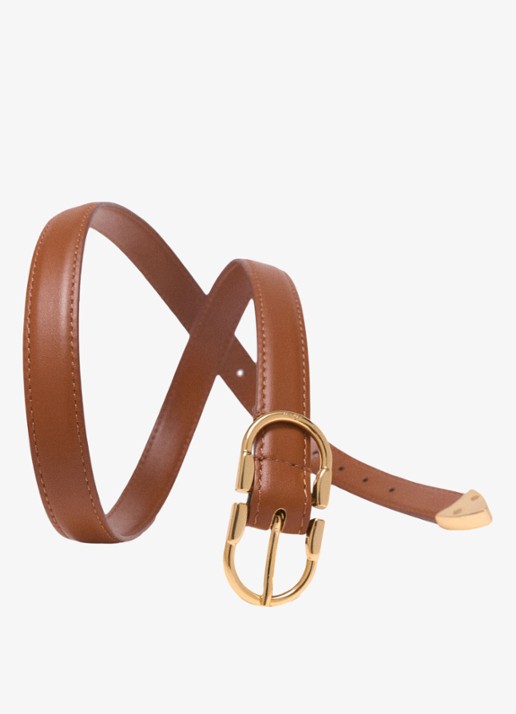 Maje Riem van leer - detail 3 camel