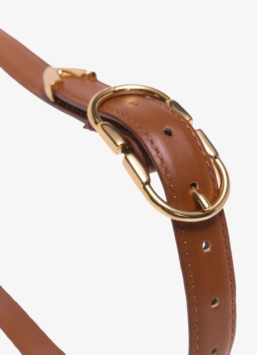 Maje Riem van leer - voorkant 2 camel
