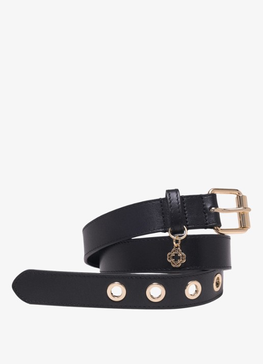 Maje Riem van leer - voorkant 6 zwart