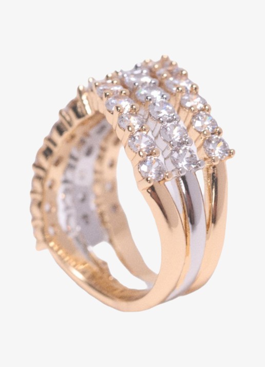Maje Ring met zirkonia - voorkant 3 goud