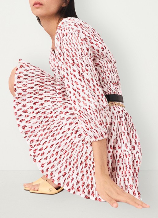 Maje Robbasemi mini jurk met print en plooien - detail 3 rood