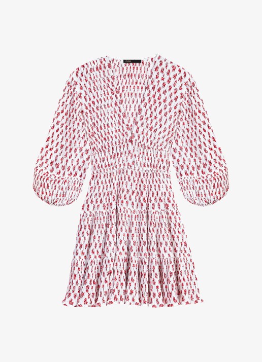 Maje Robbasemi mini jurk met print en plooien - voorkant 5 rood