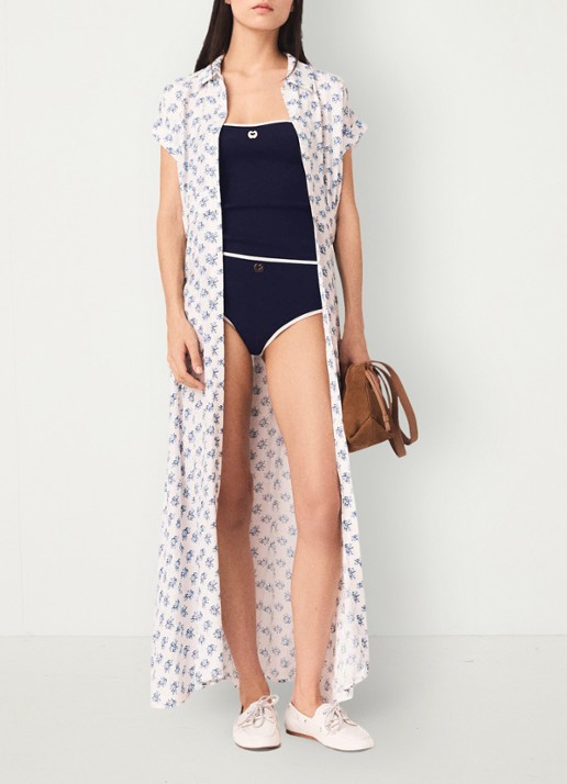 Maje Rubarsemi blousejurk met bloemenprint - voorkant 8 blauw
