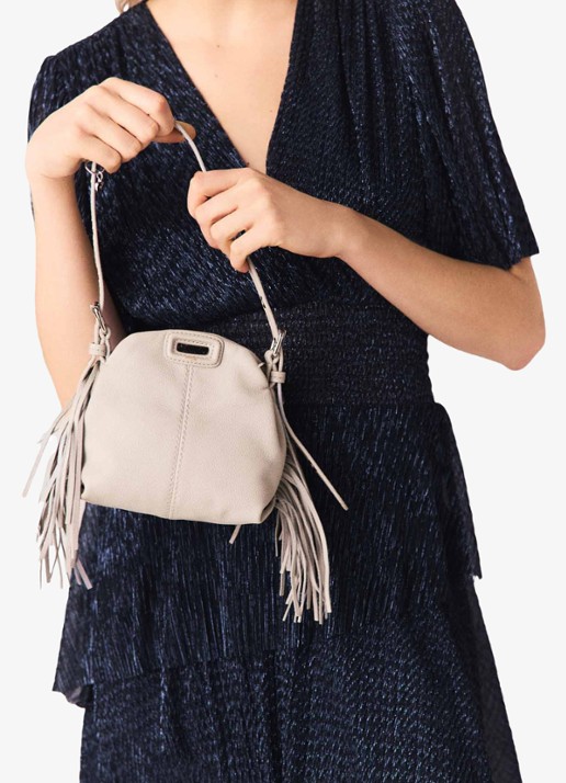 Maje Ruffiba midi jurk met volant - detail 5 donkerblauw