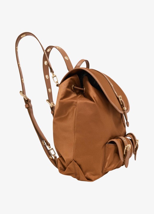 Maje Rugtas van leer en nylon - detail 7 camel