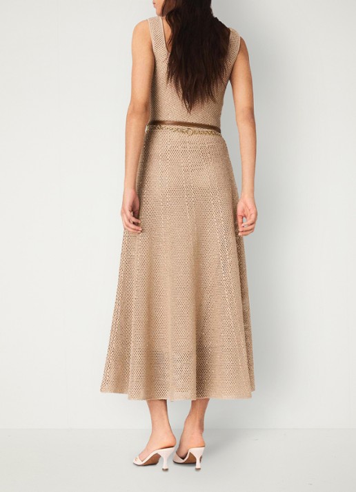 Maje Russelettync midi jurk met strass - achterkant 3 beige