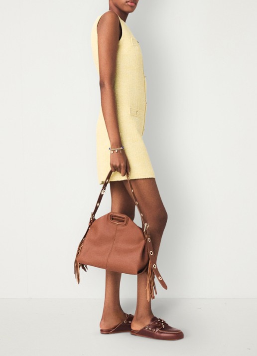 Maje Rylener mini jurk met tweed-look - detail 4 lichtgeel