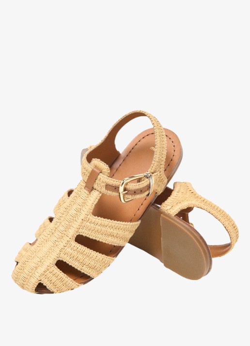 Maje Sandaal met gevlochten detail - detail beige