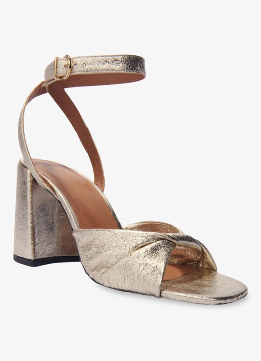 Maje Sandalette van leer met metallic finish - detail 3 goud