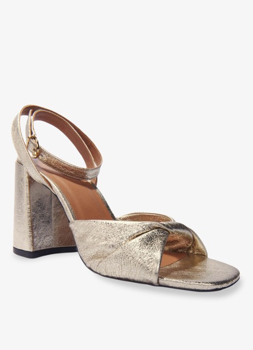 Maje Sandalette van leer met metallic finish - detail 6 goud