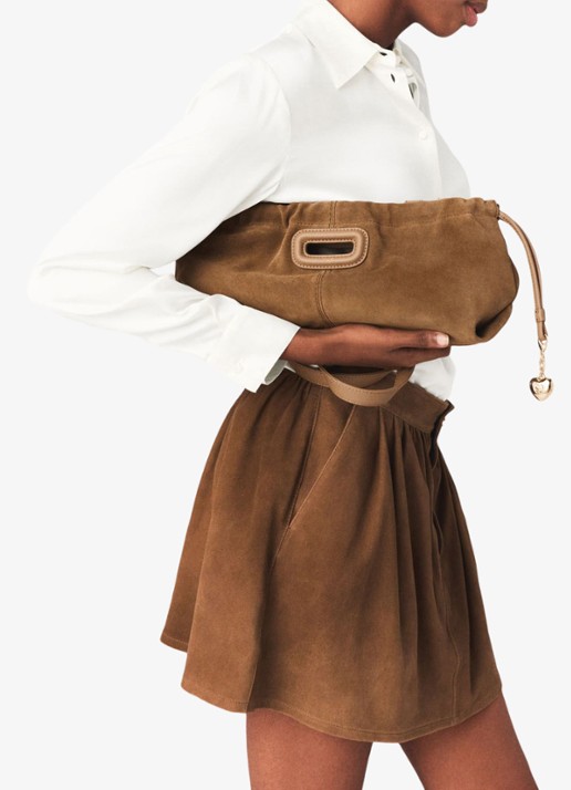 Maje Schoudertas met hanger - voorkant 2 camel