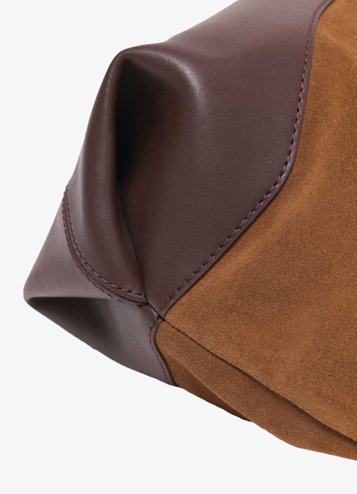 Maje Schoudertas van leer - detail 5 bruin