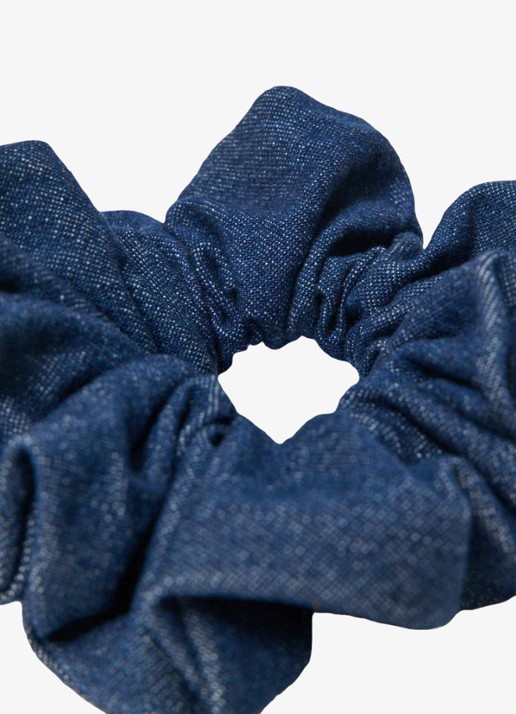 Maje Scrunchie van chambray - detail 3 donkerblauw