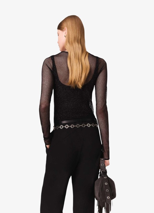 Maje Semi-transparante body met glitter • Zwart • deBijenkorf.be