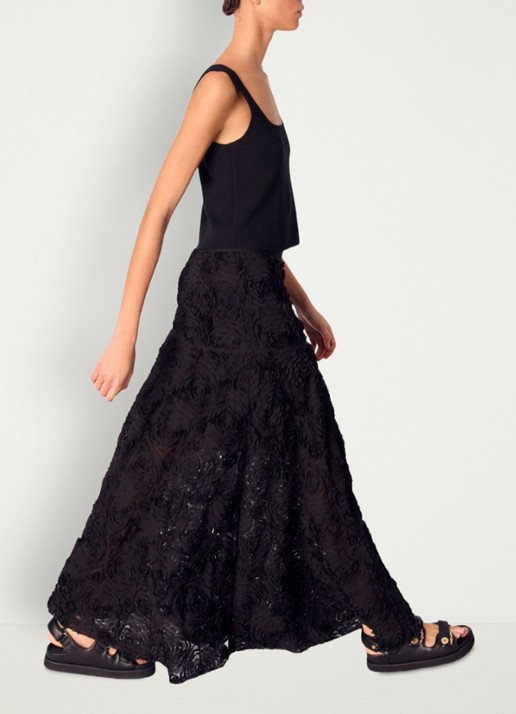 Maje Semi-transparante maxi rok met structuur - detail 4 zwart