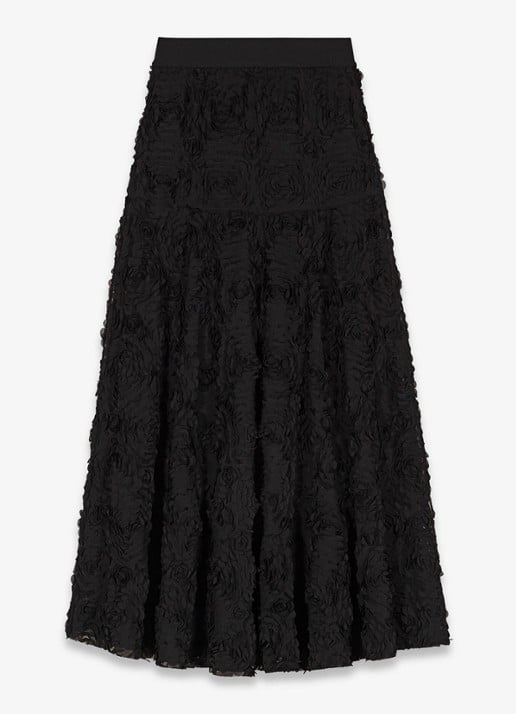 Maje Semi-transparante maxi rok met structuur - voorkant 5 zwart